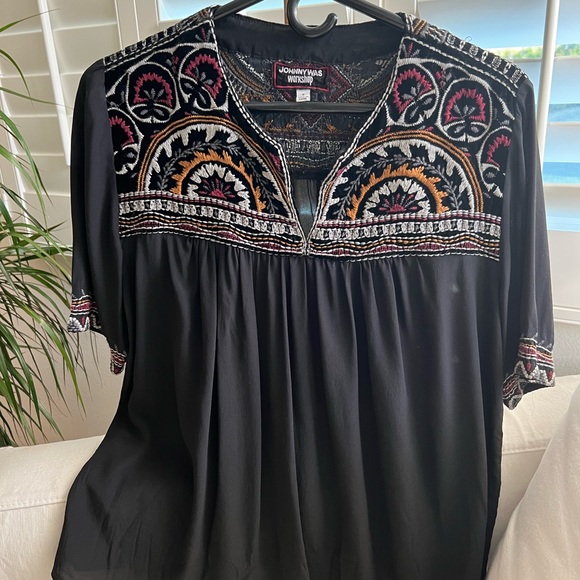 Johnny Was Tops - Johnny Was - Sheer Black, beautiful embroidery